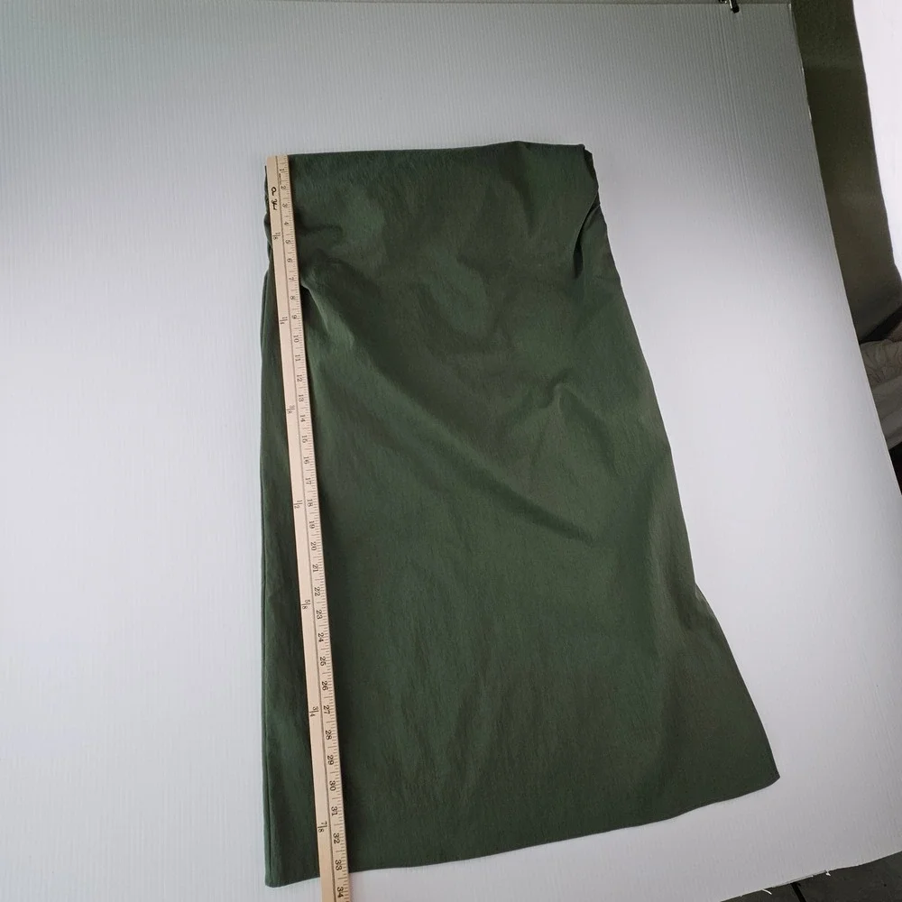 Abercrombie & Fitch Green Asymmetrical Ruched Maxi Dress Olive Large  NWT $110